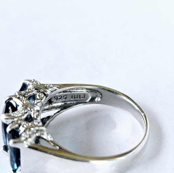 Genuine London Blue Topaz Ring in Rhodium over Sterling Silver Sz 7.5! 💙 - Picture 5 of 8